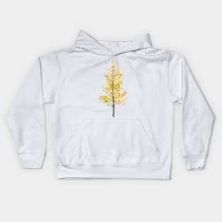 one lone yellow poplar tree watercolor Kids Hoodie